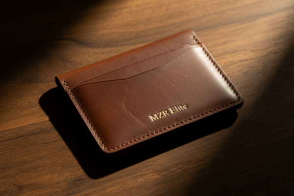 MZR Elite Bifold Card Holder – Premium Brown Leather